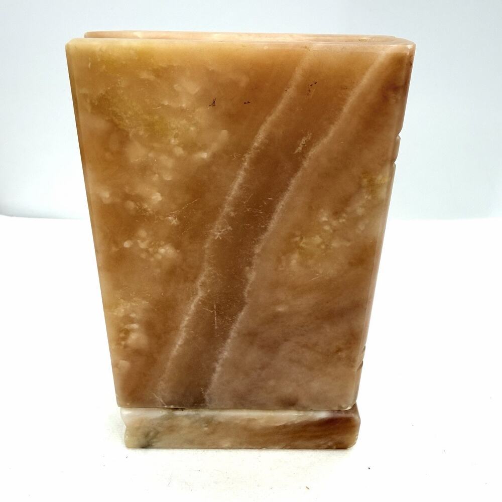 Vintage Hand Carved Alabaster Marble Owl Bookend Glass Eyes Made In Italy - Picture 10 of 12